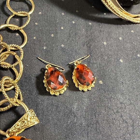 Gold and Brown Gemstone Necklace Set - Picture 3 of 6